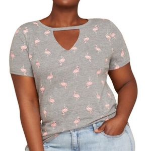 Lane Bryant 22/24 NWOT Short Sleeved Cotton Blend Flamingo Choker Neck Tee